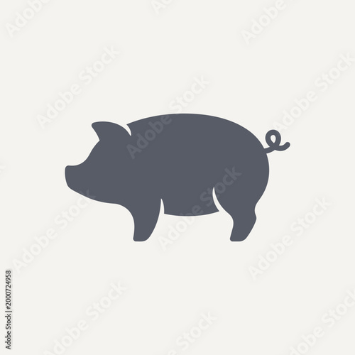 Minimalist Pig Silhouette Vector Icon for Farm Livestock Branding and Butchery Logo Design. Clean animal profile illustration suitable for agricultural marketing and organic meat packaging.