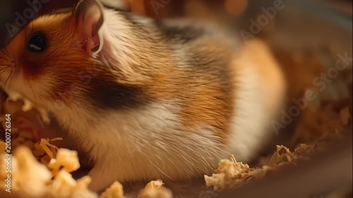 Small Rodent Exploring Bedding in Warm Cozy Habitat