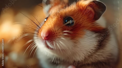 Close Up Hamster Looking Curiously in Warm Home Environment
