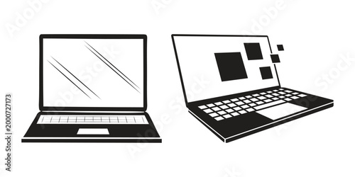 Laptop Icon Set – Notebook Computer, Digital Device & Technology Vector Collection
