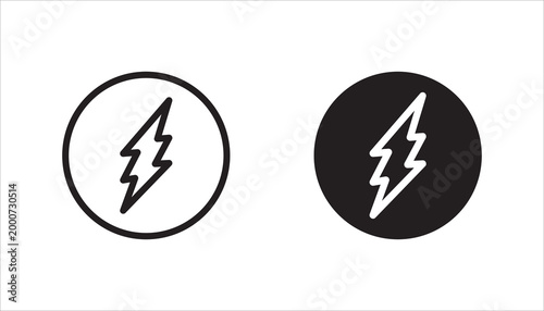 Lightning icon set. Electric sign and symbol. Power icon. Energy sign. Lightning power icon, vector illustration.