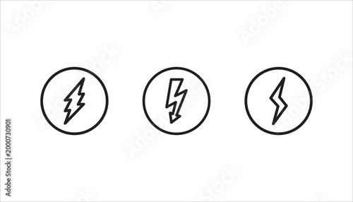 Lightning icon set. Electric sign and symbol. Power icon. Energy sign. Lightning power icon, vector illustration.