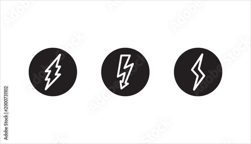 Lightning icon set. Electric sign and symbol. Power icon. Energy sign. Lightning power icon, vector illustration.