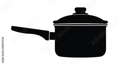 Modern Culinary Essentials: A sleek, black saucepan, complete with lid, embodies modern kitchen essentials, symbolizing the art of cooking and culinary creations.