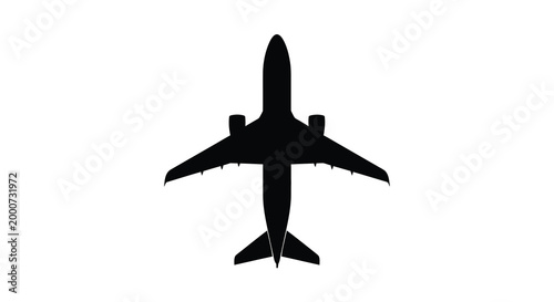 Silhouette of a Modern Jet: A sleek, dark silhouette of a modern jet airliner is presented against the sky, symbolizing travel and aviation.