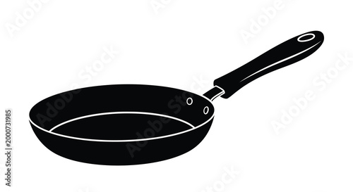 Culinary Canvas: A minimalist rendering of a frying pan, ready for culinary creation, isolated on clean backdrop, perfect for showcasing the essential cooking tools.