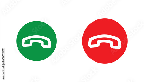 Answer and decline phone call buttons. Phone call. Telephone sign. Accept call and decline phone icons. Vector illustration icon.