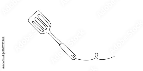 Single line drawing of a spatula kitchen utensil Vector, illustration
