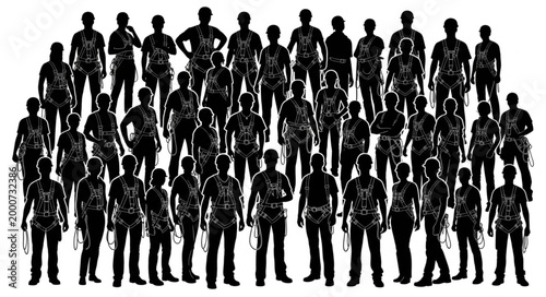 Silhouette Group of Diverse People Standing Together in Unity.