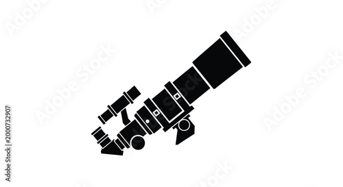 Observational Instrument Silhouette: A stark silhouette of a telescope, highlighting its intricate design and evoking a sense of scientific exploration and discovery.