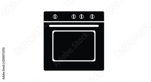 Oven Icon in Kitchen: A minimalist black oven icon. Representing the essential appliance in the modern kitchen, ideal for cooking and baking. 