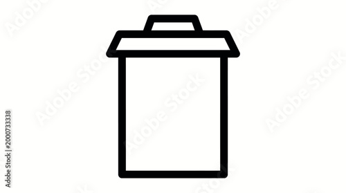 Simple Outline Icon of a Trash Can or Bin.