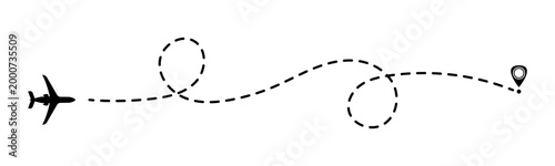 Minimal Travel Route Design with Airplane Icon and Curvy Dotted Flight Path