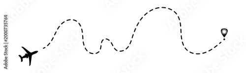 Minimal Travel Route Design with Airplane Icon and Curvy Dotted Flight Path