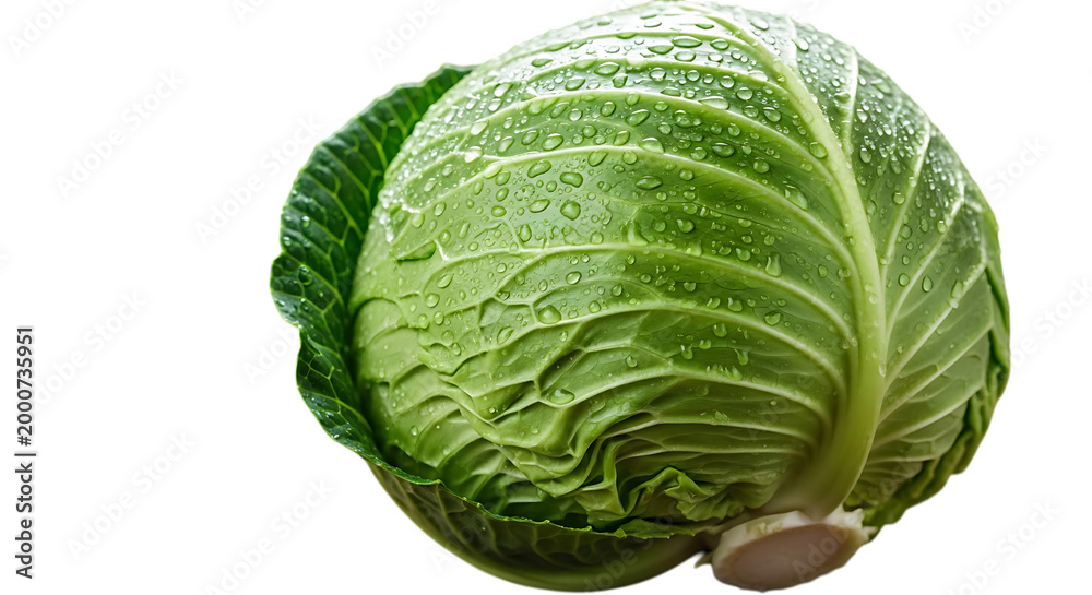 Fototapeta premium Fresh green savoy cabbage head with textured crinkled leaves for healthy cooking and nutrition