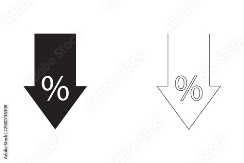 Percent sign in sircle, discount icon on light background. Sale symbol. Shopping, label, coupon, special, gift, business . Outline, flat and colored style. Flat design.