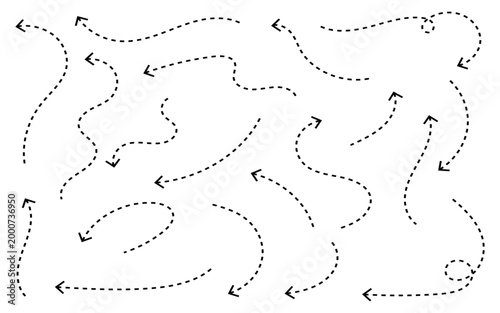 arrow with dashed line isolated on white background