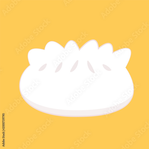Gyoza vector. Hot dumplings. Steamed dim sum or bun illustration for restaurant logo. Asian food icon for Japanese.