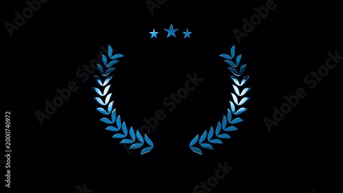 4K Blue Awards Animated Wreath with Transparent Background.