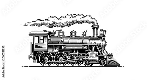 Vintage Steam Locomotive Train Engine Side.