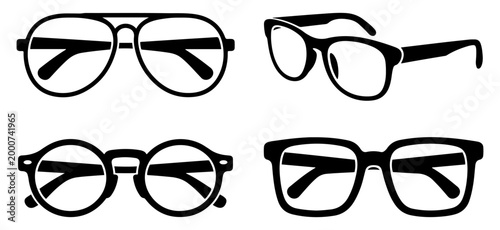 blue eyewear glasses protection icon set
