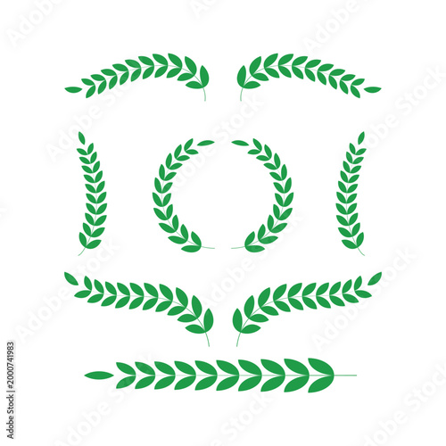 laurel leaves logo icons elements set for graphic designer