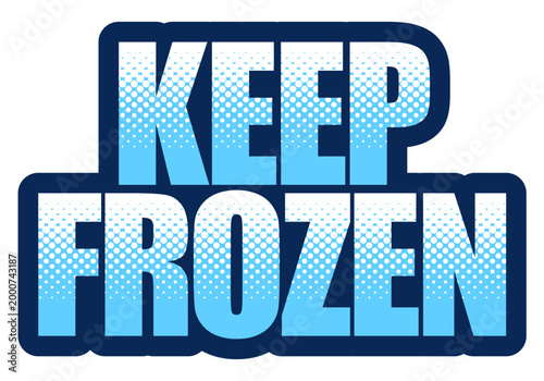 KEEP FROZEN タイポグラフィデザイン 冷凍イメージのクールテキスト素材　Keep Frozen Typography Design Cool Blue Ice Text Graphic
