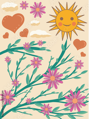 Cute Spring and Summer Nature Elements Collection