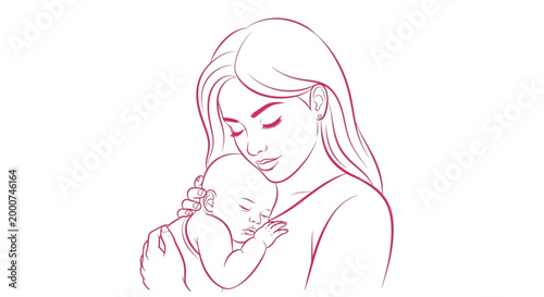 Mother Cradling Sleeping Baby, Nurturing Love, Family Bonding, Healthcare, Maternity, Parenthood, Gentle Care, Tender Moment