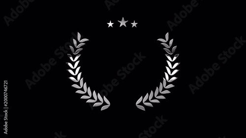 4K Silver Awards Animated Wreath with Transparent Background.