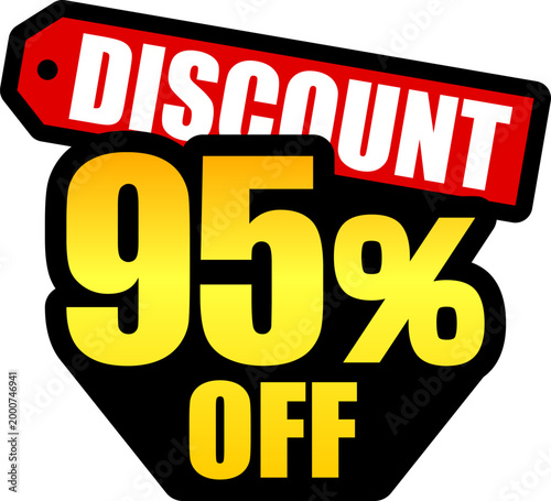 95％オフのセールを表すディスカウントラベル　95 Percent Off Discount Label – Special Offer Sale Tag

