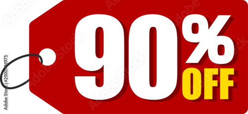 90％オフのセールを表すディスカウントラベル　90 Percent Off Discount Label – Special Offer Sale Tag

