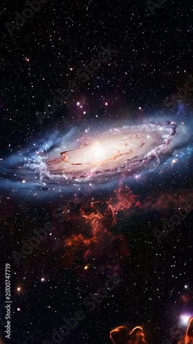 A Stunning View of a Spiral Galaxy Amidst the Cosmic Canvas: A Close-Up Exploration of Stars, Gas Clouds, and Celestial Wonders in the Universe's Vastness