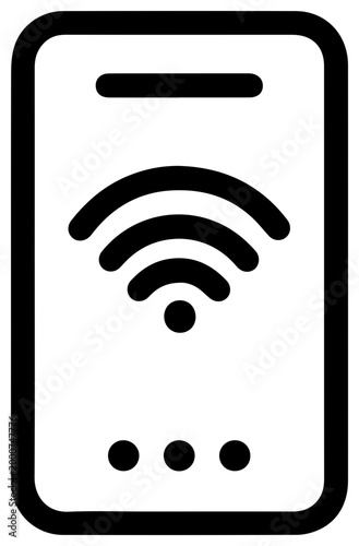Geometric line icon of a portable wifi hotspot device with wifi signal symbol
