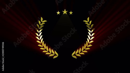4K Golden Awards Animated Wreath with Transparent Background.
