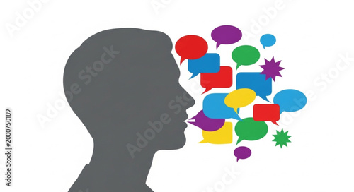 Silhouette of a person talking.