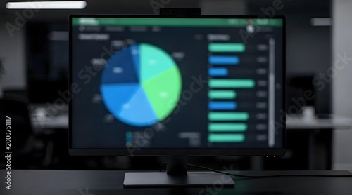 Cryptocurrency mining profit calculator on monitor with abstract financial data visualization