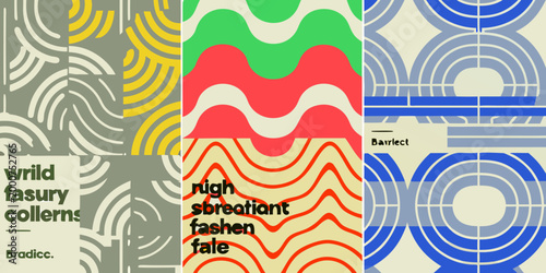 abstract geometric patterns with bold colors and text labels high quality professional detailed modern elegant