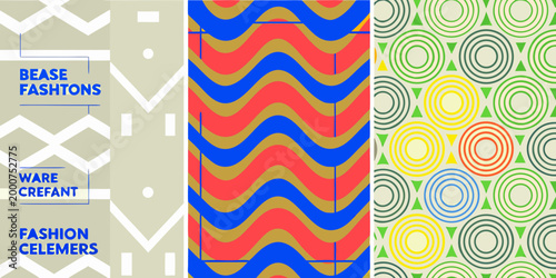 abstract geometric patterns with bold colors and text elements high quality professional detailed modern elegant