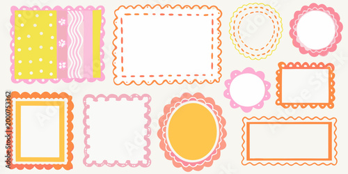 whimsical collection of pastel colored decorative frames on light background high quality professional detailed modern