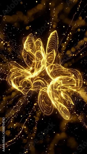 A Mesmerizing Display of Golden Energy Flowing Through Abstract Waves and Sparks, Capturing the Essence of Movement and Light in a Stunning Visual Experience