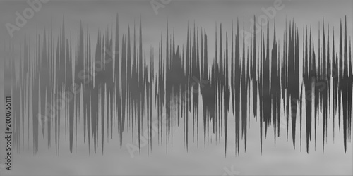 Abstract background with dark gray audio waveform and sound frequency visualization. This vector is suitable for web, presentations, advertisements and more. Digital voice signal