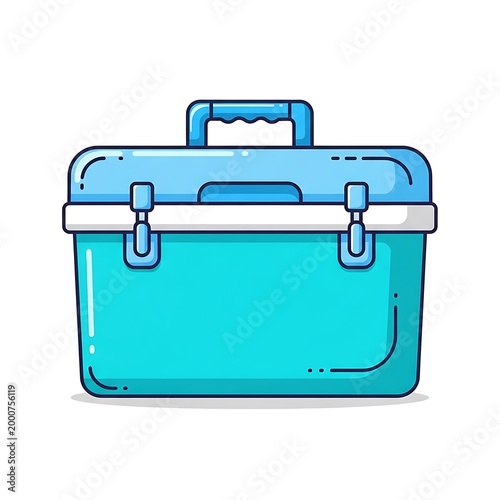 Teal cooler box with handle.