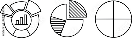 Принти на полотні Abstract circular chart icon collection, donut pie quadrant visualization graphi
