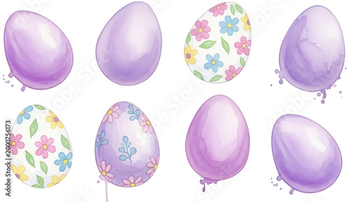 Purple egg png floral egg cutout painted egg png watercolor egg cutout decorated egg png spring egg cutout festive egg png artistic egg cutout pastel egg png isolated transparent background image