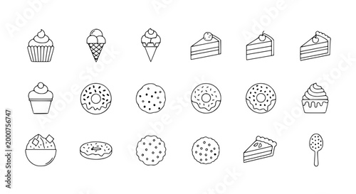 Dessert Icons Collection: Cupcakes, Ice Cream, Cakes, Cookies, Donuts