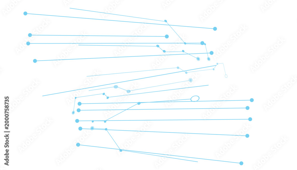 Obraz premium Abstract blue network lines on white background, digital technology connection nodes, futuristic data communication pattern for web design