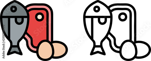 Fish Eggs Food Icon Set
