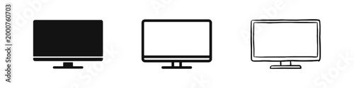 Computer Monitor Icon Set - Desktop Display and Digital Screen Symbol