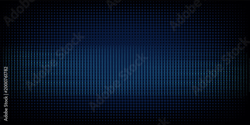Dark blue halftone dot pattern background with glowing light effect. Vektor ini cocok untuk web, presentasi, iklan, teknologi, sport dan lain-lain